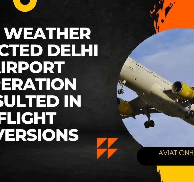 Bad weather affected Delhi Airport operation resulted in Flight diversion.